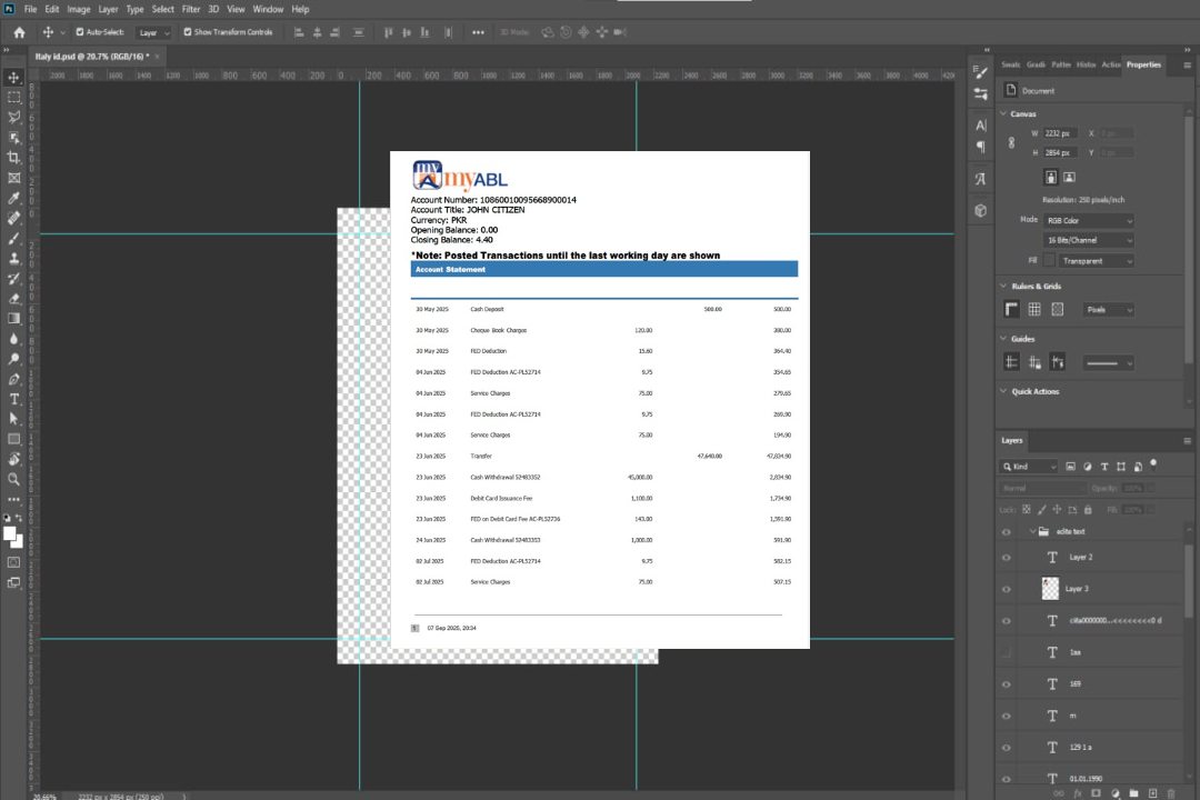 Relevé de compte Pakistan Myabl Modèle Word et PDF template